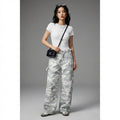 Pantalon cargo denim délavé blanc coupe ample style streetwear - Koreanxwear - Taille S