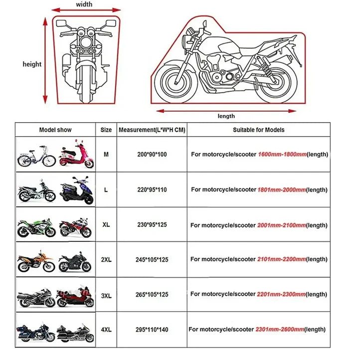 Waterproof Motorcycle Cover UV Protection