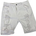White distressed denim shorts
