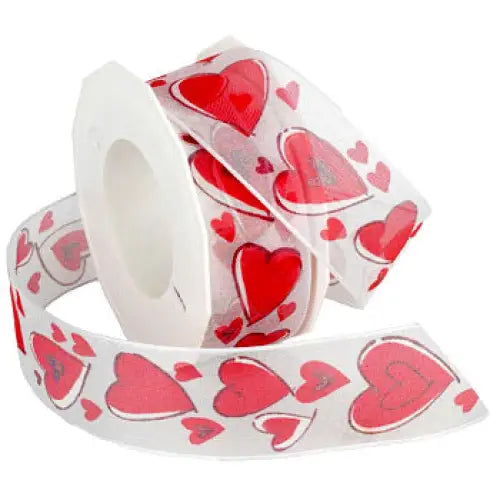 Wired Sheer Valentines Ribbon - Sweetheart - Single Roll