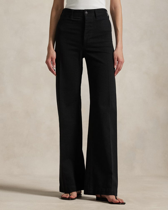 Women's Ralph Lauren Button Linen Pants (Black)