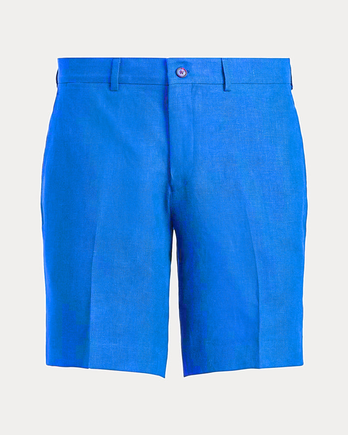 Women's Ralph Lauren Button Linen Shorts (Blue)