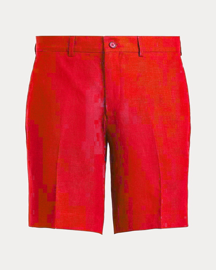 Women's Ralph Lauren Button Linen Shorts (Red)