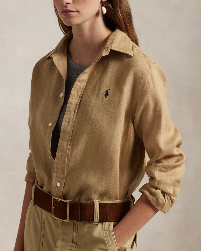 Women's Ralph Lauren Linen Shirt (Brown)