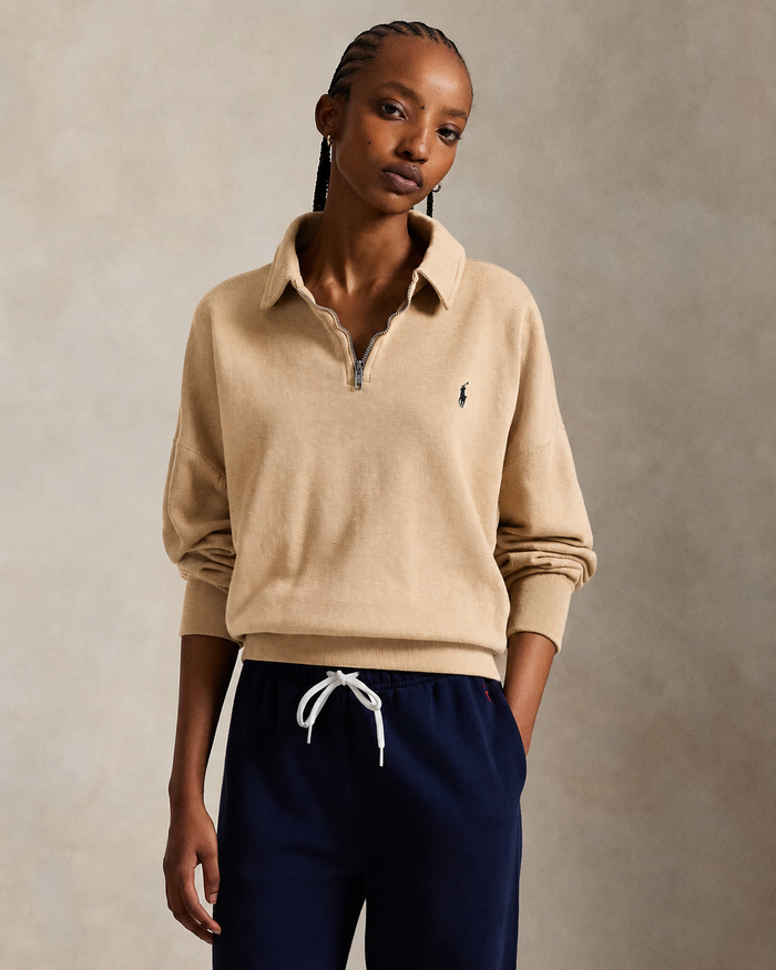 Women's Ralph Lauren Quarter-Zip Sweater (Beige)
