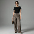 Jean cargo taille haute Y2K femme, coupe large en denim. Style K-fashion tendance. - Taille XS