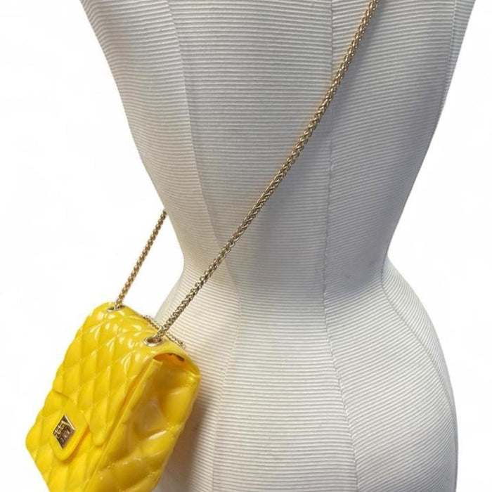 Yellow quilted crossbody bag